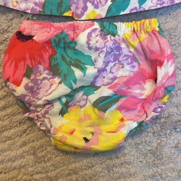 Gap Linen Blend Floral Baby Girl Scalloped Trim Peplum Outfit Set - Picture 8 of 8